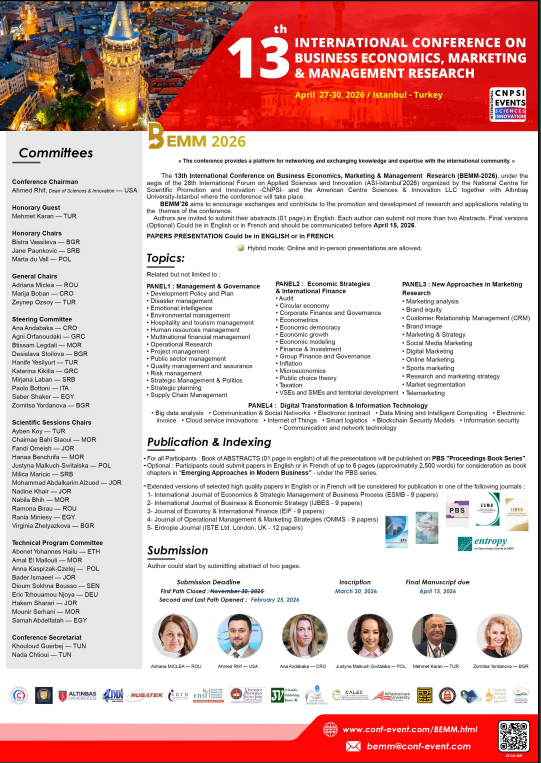 13th International Conference on Business Economics, Marketing & Management Research (BEMM-2...
