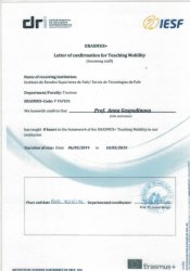 Проведена преподавателска мобилност по програма Еrasmus+ с цел преподаване в Instituto de Estudos Superiores de Fafe, Portugal